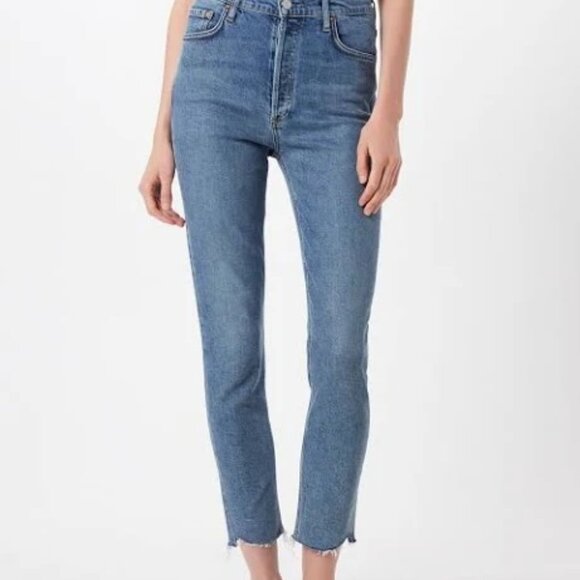 Agolde Womens Nico High Rise Raw Edge Slim Button Fly Jeans Size 26